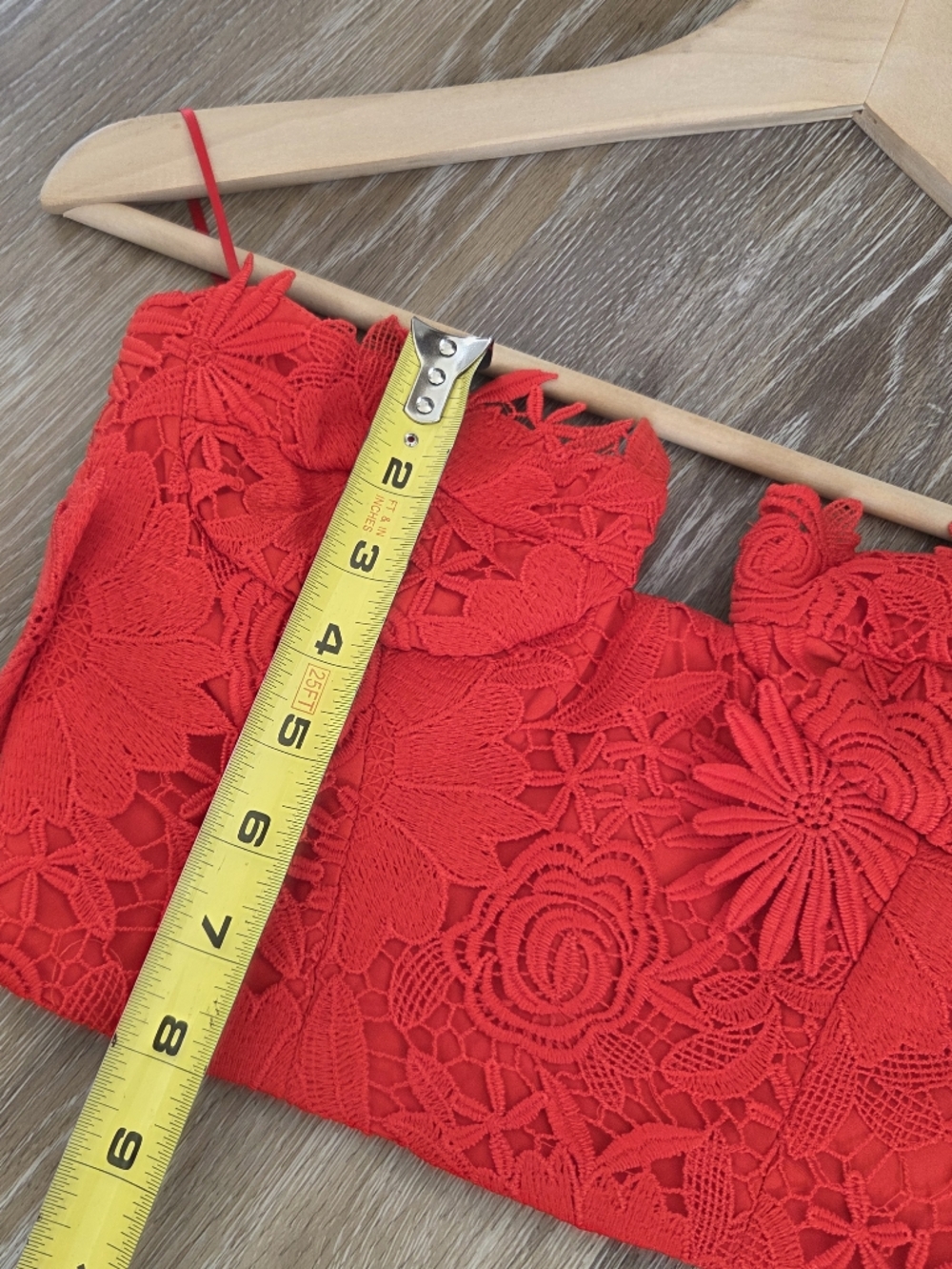 Bardot Revolve Brias Bustier NWT Fire Red Strapless Lined Embroidered lace Crop - Picture 6 of 16